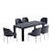 Manhattan Comfort Rectangle Dining Set of 7 W/ Flor Chairs, 70.86 in L, American Solid Ash Wood, Black 6-DT02DC052-BK - alternate 2